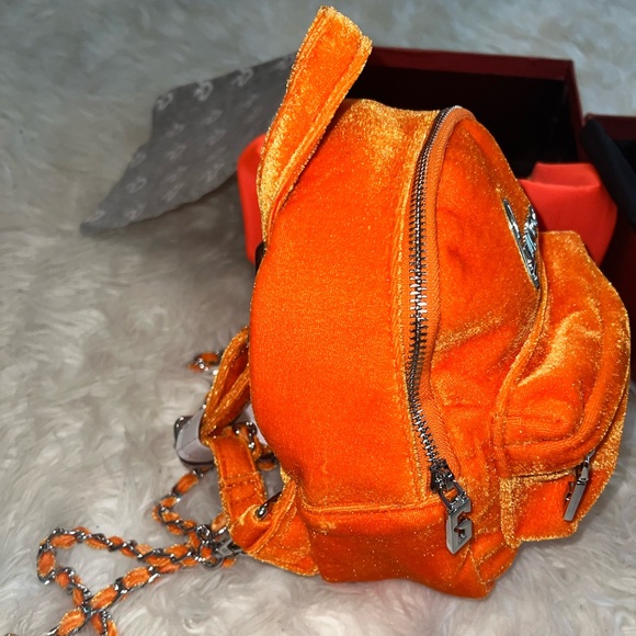 Orange Velvet Mini Backpack - Picture 3 of 8